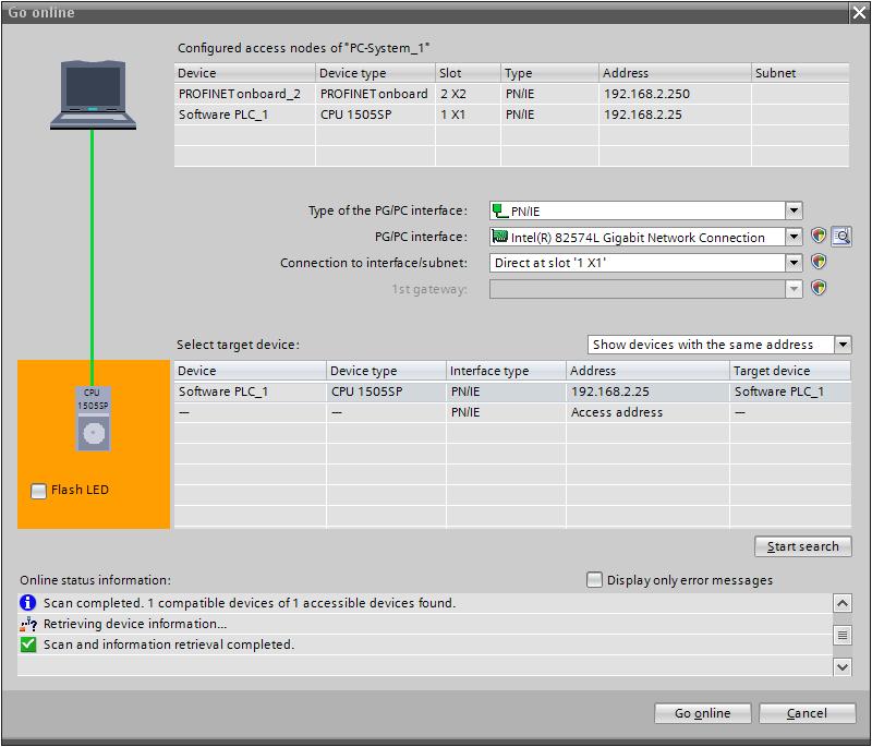 Siemens AG 2017 All rights reserved 2 Mode of Operation If Windows has crashed, you can go online via the PROFINET interface (software PLC_1) assigned to the CPU and operate the CPU.