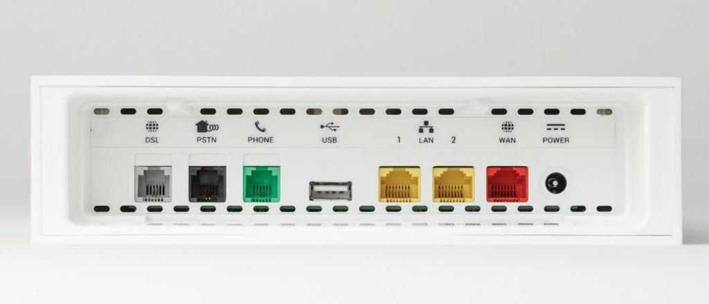 SOCKETS ON THE NBN MODEM 1 2 3 4 5 6 1. DSL: This socket is used when your NBN service is provided from your phone socket (FTTN and FTTB). 2. N/A 3. Phone Port (Green): Connect your telephone here 4.