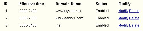 Domain Name - Type the domain or key word as desired in the field. A blank in the domain field means all websites on the Internet. For example: www.xxyy.com.cn,.net. 3.