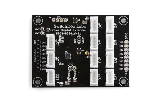 Features and Benefits: The board is an easy to use I2C controlled board that provides 8 Grove Digital I/O ports. 8 Connectors I2C controlled 3 total Grove I2C Connectors (2 spare) 8 GPIO pins 3.