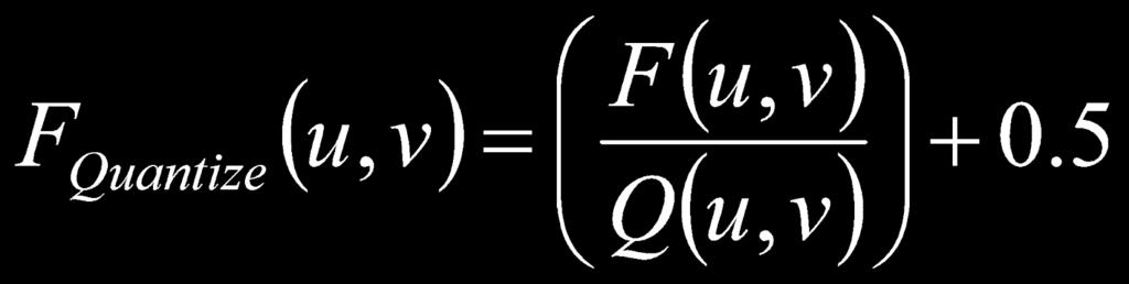 The algorithm takes a value from the Frequency matrix (F) and divides it by its corresponding value in the Quantization matrix (Q).