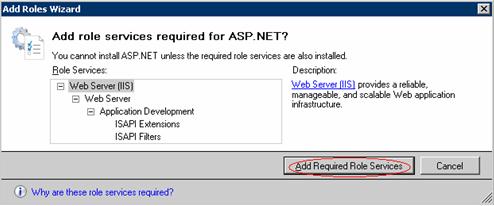 Beginning the Installation Prerequisites 13. After selecting ASP.