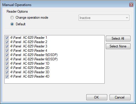 Manual Operation 9.2 Changing the Reader Mode The Manual Reader Operation window allows an operator to change the operation mode of a reader.