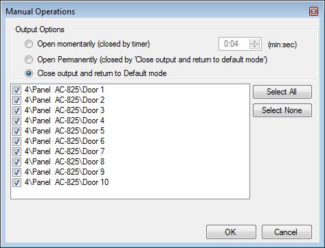 Manual Operation 4. Select an option: Change operation mode Resets all selected readers to the selected operation mode. Default Returns control of the readers to the system. 5.