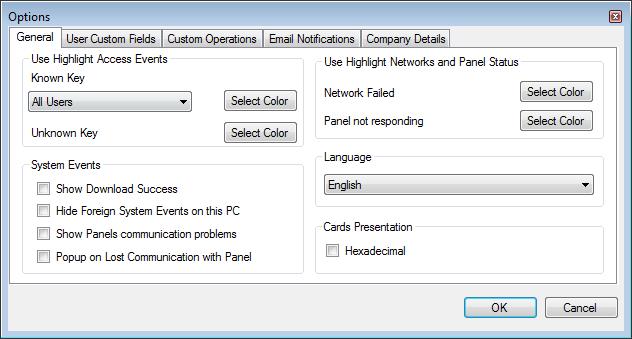 Administrator Operations 11.5 AxTraxNG Options and Preferences AxTraxNG can be customized to meet the preferences of the operator using the Options window. To open the Options window: 1.