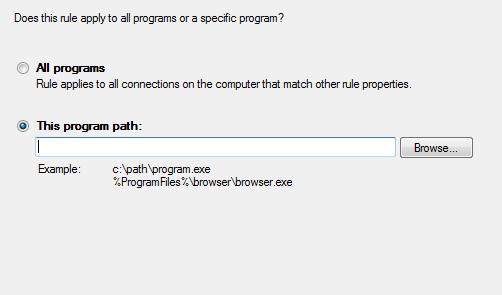 With This program path selected by default, click Browse and locate the AxtraxServerService.