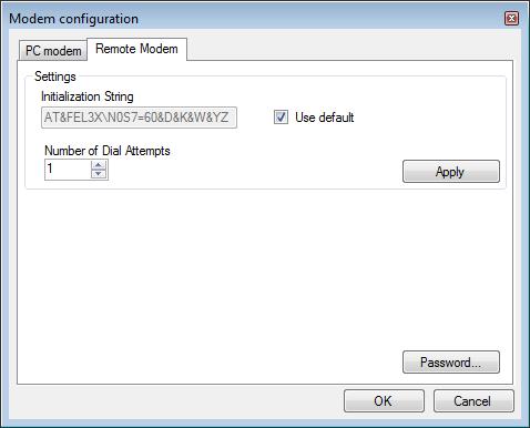 Network Configuration 6. In the Settings area, the initialization string is displayed in the window. For most applications, the default initialization string of is sufficient. 7.