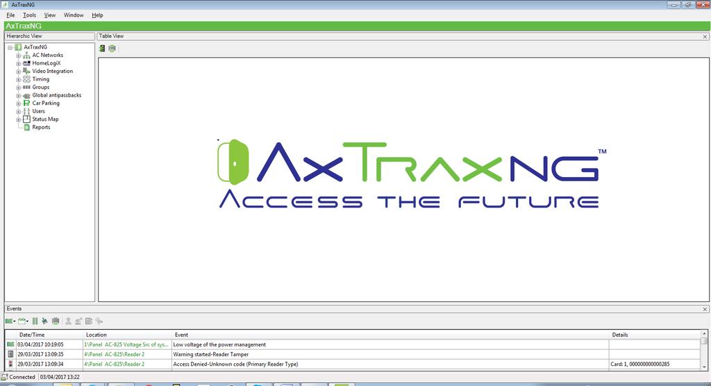 Software Overview 4.3 AxTraxNG Main Window The entire central functionality of the AxTraxNG system is available from the AxTraxNG Client main window (Figure 2).