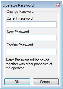 Set the operators global permission rights for each of the screens in the Location list. 7. Click Password to open the Operator Password dialog. 8.