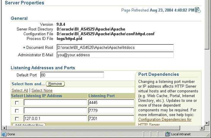 How to list ports used by Oracle Application Server 3.
