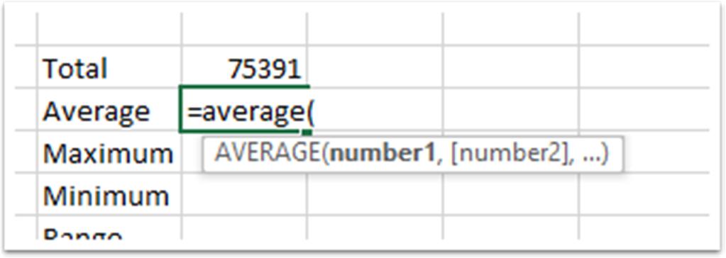 Average (mean) of data, type =average(, click