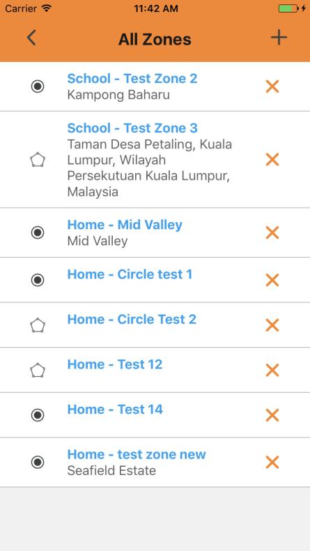 Part 3: GeoFence Zones User is able to create and edit user zones. It drafts a region that your kid should be staying within.
