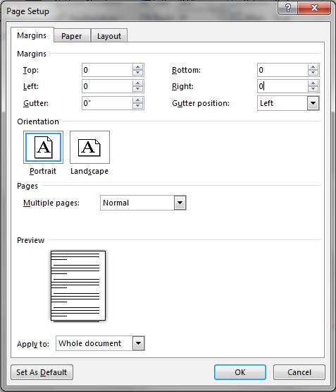 Open Microsoft Word Now open Microsoft Word. First you are going to set up the Cover Sheet margins and paper size.