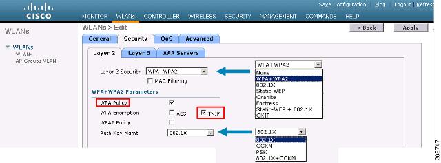 Connecting the Cisco 1520 Series Mesh Access Point to Your Network Figure 71 WPA Security Settings for WGB