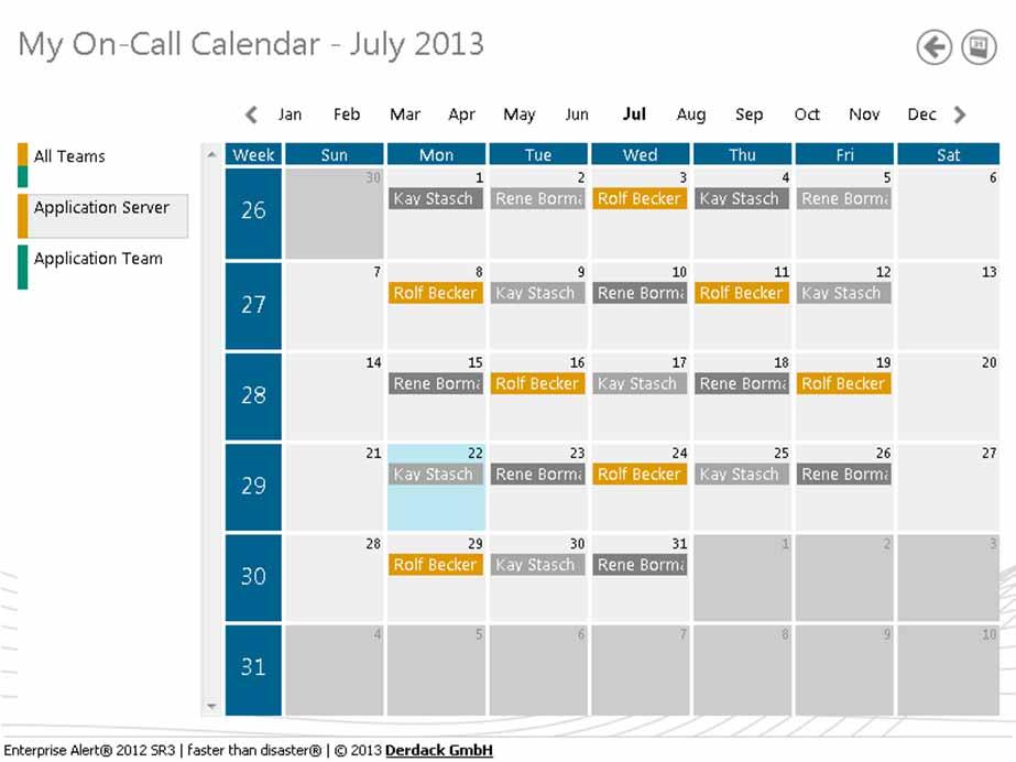 For on-call engineers this view may be useful to identify which colleagues are on call and to swap on-call duties where needed e.g. for important personal appointments. 4.7.