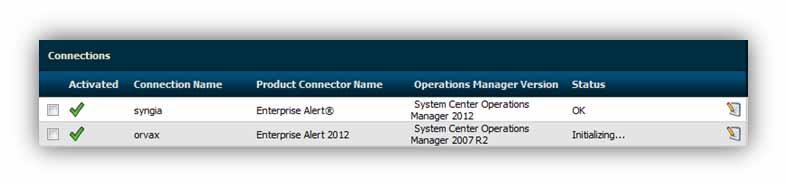 Connection name: A unique name identifying the connection in Enterprise Alert Product Connector Name: This is the connector name used for the connection in SCOM itself.