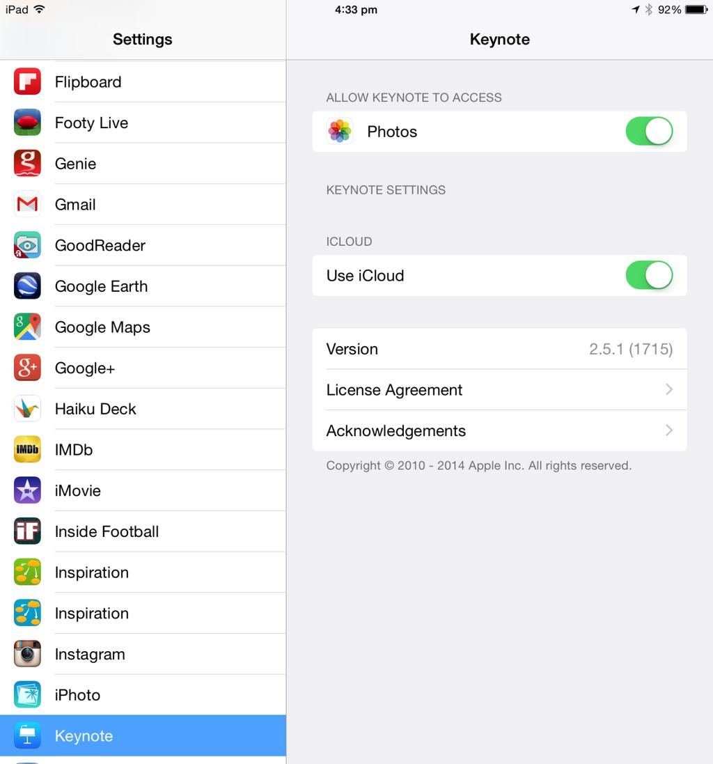 Now that you have your ipad set up to back up to icloud, you need to enable the iwork apps to back up to icloud too.