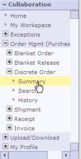 Header of section Order Management Su To navigate to the Summary of