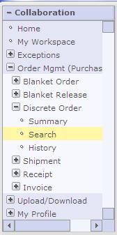 Order Management Search To navigate to a specific order: