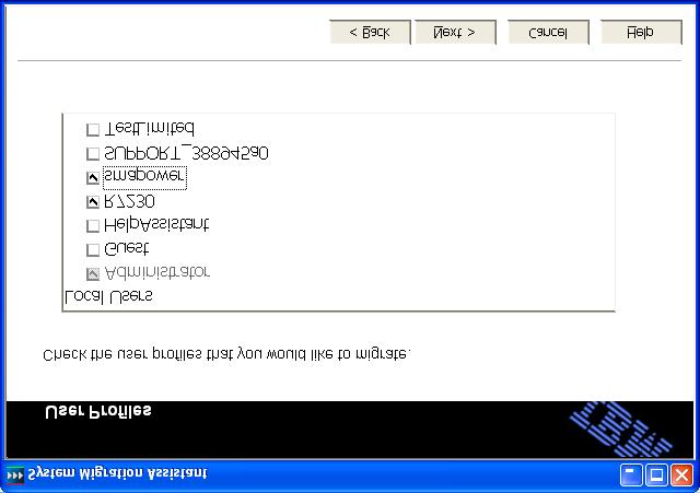 Figure 9. Capturing settings: Migration Options window 4. Select the categories that you want to capture. 5. Click Next.