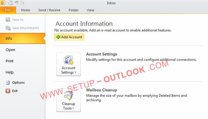 How to configure Outlook 2010 Open Outlook 2010 If this is the first time you open Outlook 2010 since its install, a window will