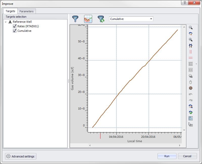 A model with the new parameters values is calculated. Click on the Improve icon.