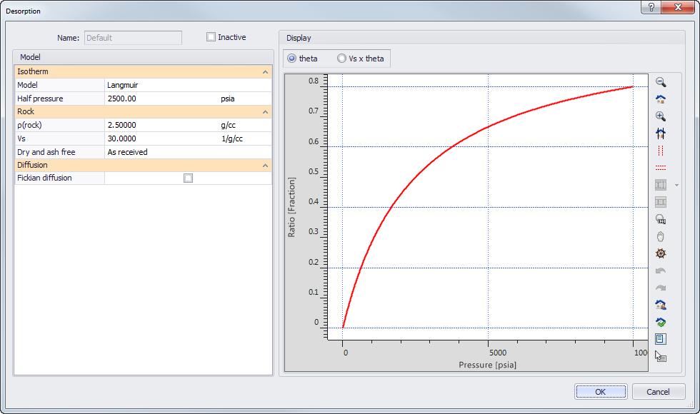 Open the Numerical model dialog and click on to get access to the Desorption parameters