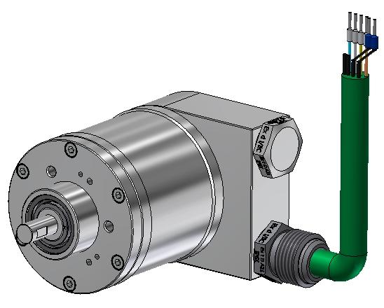 Explosion Proof / Absolute Type EXAG - Ethernet Non removable end cap delivered with cable Ex d - Proof Shaft Encoder - Ø 78 mm Shaft: Ø 10 mm and ø 12 mm Ethernet - TCP/IP and MODBUS TCP