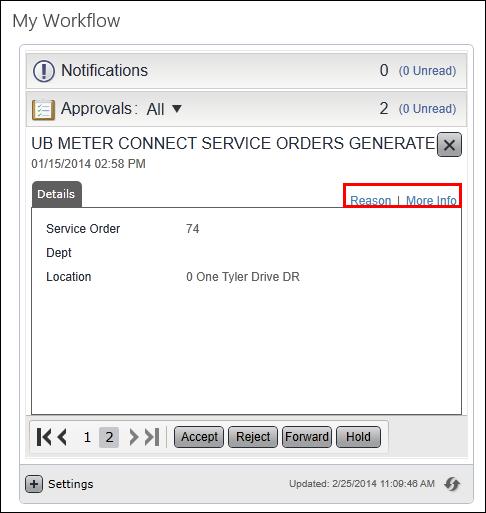 On the Details tab, the More Info option, if available, provides the item details in the
