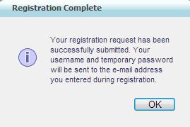 4. Click OK when confirmation of registration request box appears 5.