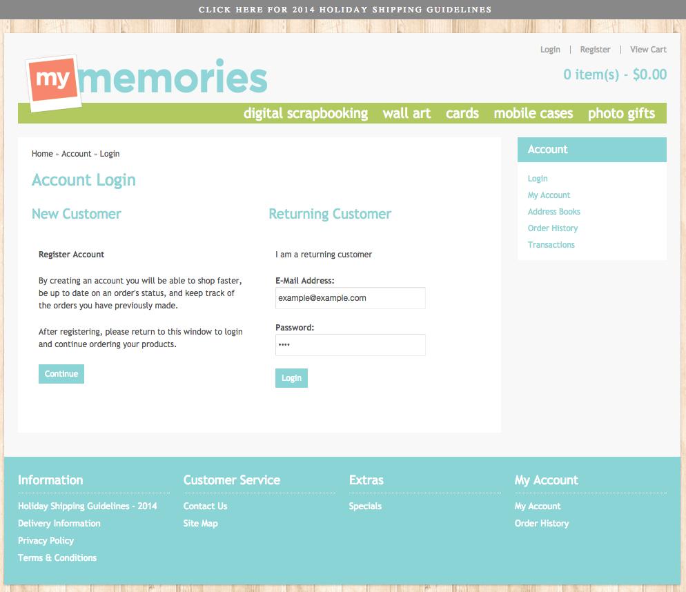 12. If you already have an account at www.mymemories.