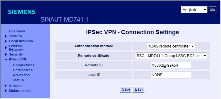 Configuring remote access via a VPN tunnel 5.3 Remote access - VPN tunnel example with SCALANCE M and SOFTNET Security Client 3.
