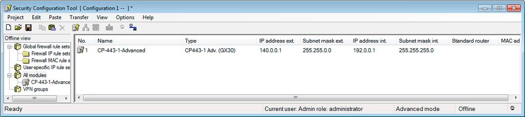 Firewall in advanced mode 3.3 CP x43-1 Advanced as firewall and NAT router 2. In the dialog that follows, create a new user with a user name and the corresponding password.