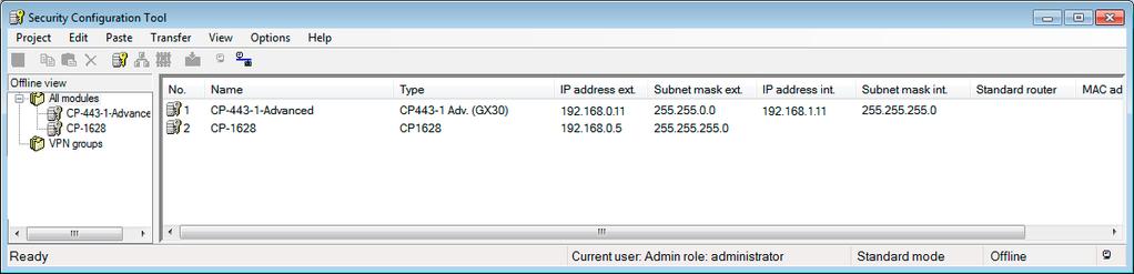 Configuring a VPN tunnel 4.2 VPN tunnel between CP 1628 and CP x43-1 4. Change to the object properties of the CP x43-1 and select the "Enable security" check box on the "Security" tab. 5.