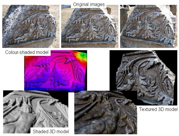 Figure 1: Heritage objects and derived 3D results: detailed and complex ornament (left) and