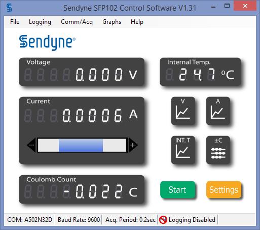 Evaluation Software The Sendyne SFP102SFT evaluation software is available for download from the SFP102 product page. This application runs under Windows 7 (or later) operating system.
