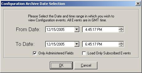 Enter the date and time range for the configuration changes to be viewed.