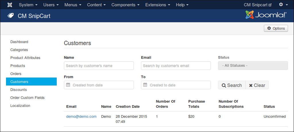 CHAPTER 13 Customers To view your customers, in you back-end you browse to Components