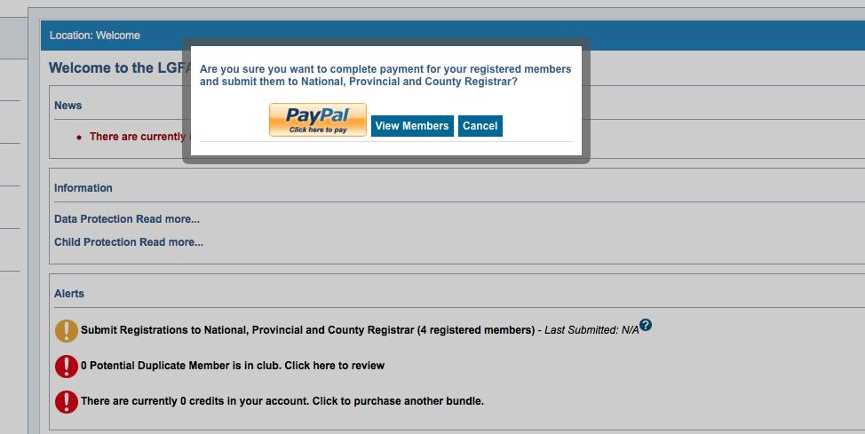 about to pay for. The Paypal button which reads, PayPal. Click here to pay.