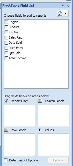 Pivot tables are incredibly flexible, and there are hundreds of different styles of reports you can create. Pivot Tables have Report Zones that control the page layout for the report.
