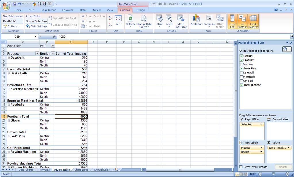 Designing PivotTables Changing a PivotTable s visual elements can highlight areas of particular interest or make the table more presentation-ready.