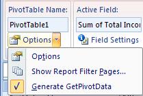 PivotTable Options Data Summary & Field Settings Grouping Sections of Data Additional Sort Options Refreshing Data Edit and Navigation Options PivotChart Functions Field Navigation Set Properties in