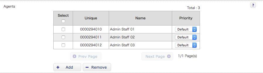 SAMPLE CONFIGURATION 1 ~ Inbound Contact Center ⑧ In the [Agents] option, click the [Add] button to add Agents.