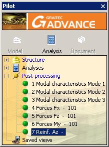 Results on planar elements: None. Figure 273: The Analysis - Reinforced Concrete Results toolbar, analysis settings 4. Click to start the post-processing.