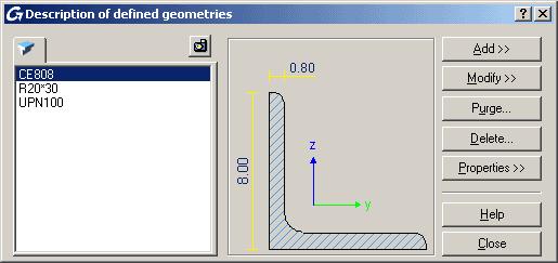 Step 5: Define cross sections Figure 5: Adding a new material from a library Next, define the cross sections to use in the model: new defined parametric cross sections (C40, R30*55 and R20*35) and a