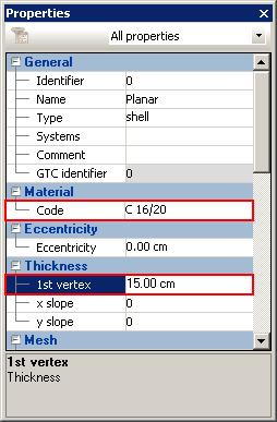 3. In the Properties window, make the following settings: Material