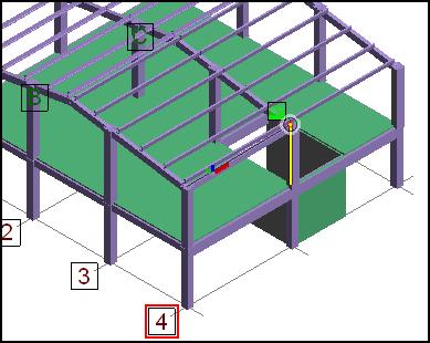Figure 92: The new orientation of the cross sections Press <ALT + 5> for a 3D view and click to display all the elements of the model. Creating transverse beams on the first level 1.