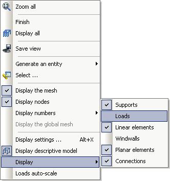 Step 4: View the loads 1. Right click in the work area and select Display > Loads from the context menu. 2.