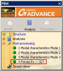 Figure 242: Results dialog box, display settings Figure 243: Values on diagrams for forces on linear elements along the local x-axis 8. On the Analysis - F. E.