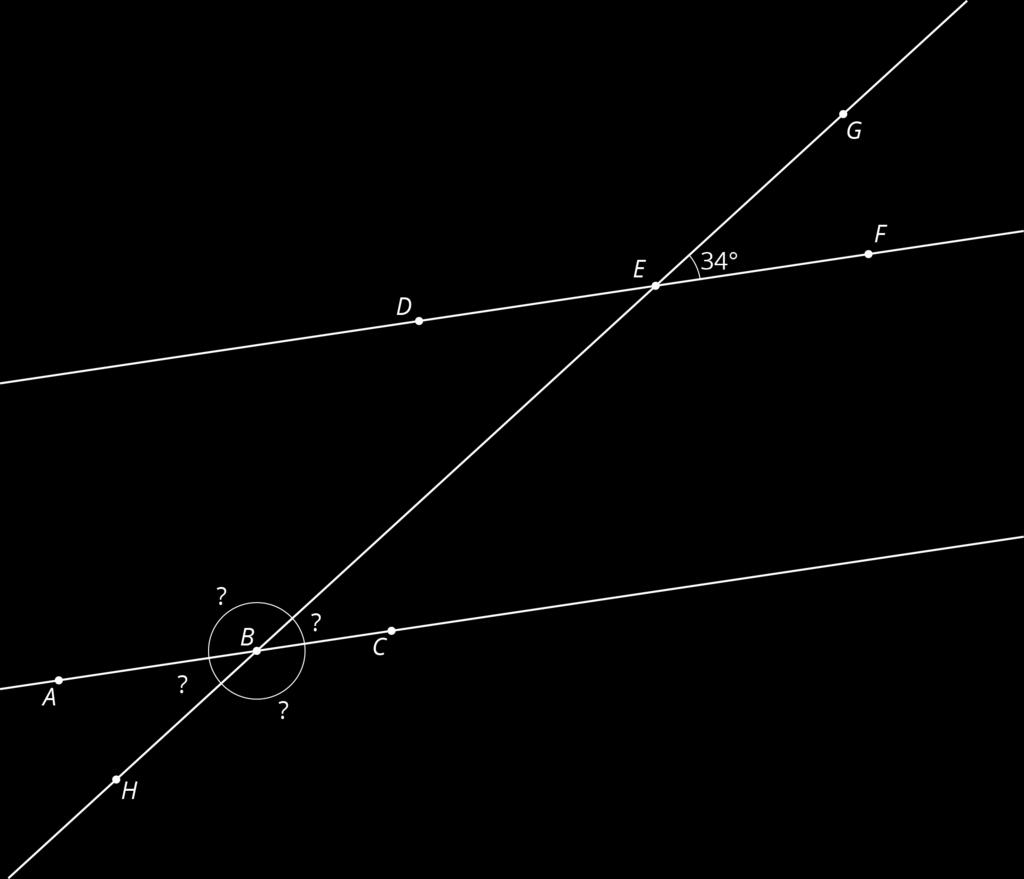 3. Using what you noticed, find the measures of the four angles at point in the second diagram.